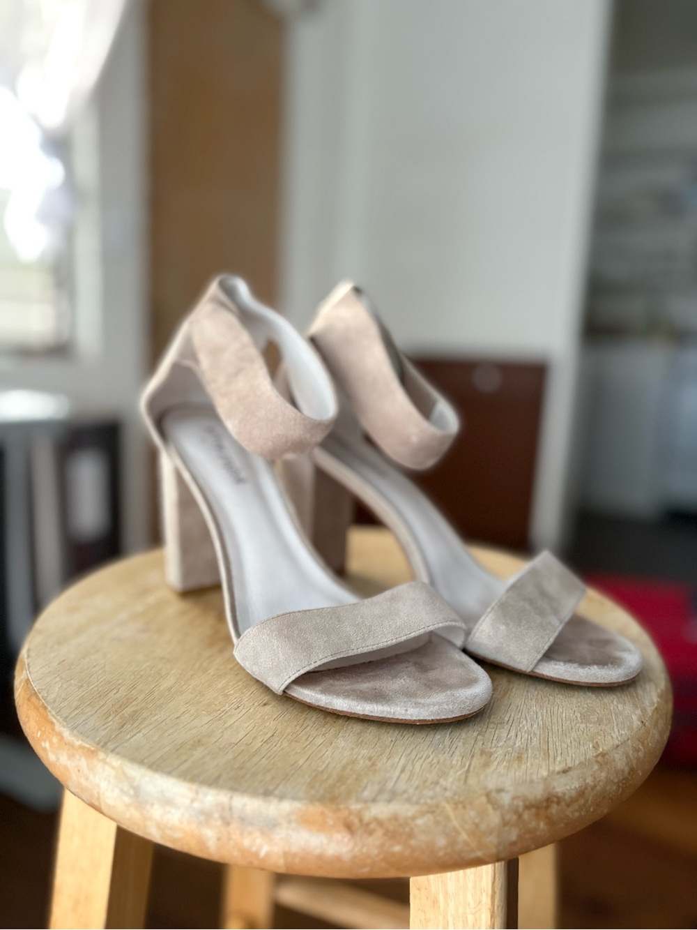 Jeffrey Campbell Taupe Suede Block Heel Sandals - Picture 5 of 6